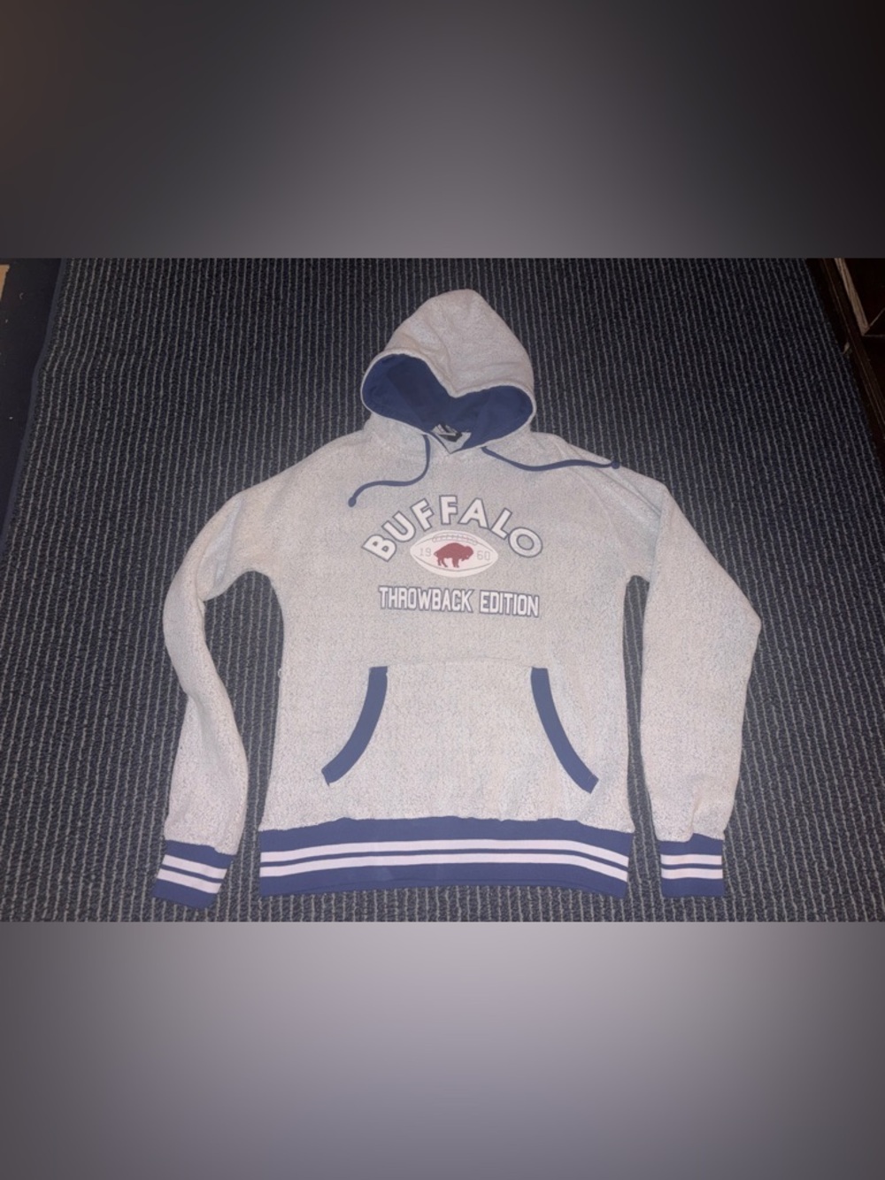 BUFFALO BILLS Womens Large Gray Throwback Edition Hooded Sweatshirt Popcorn 1960